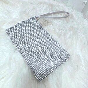 Charming Charlie Stylish Silver Glitter Purse